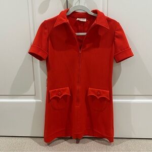 Vintage Orange Short Sleeve Zip-Up Top